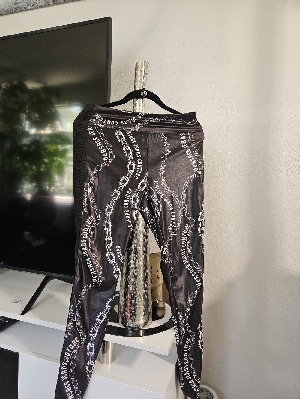 Versace Leggings Two Pairw/Gold & Silver Chain Motif Sz 6 Versace Jeans Couture - Picture 3 of 7